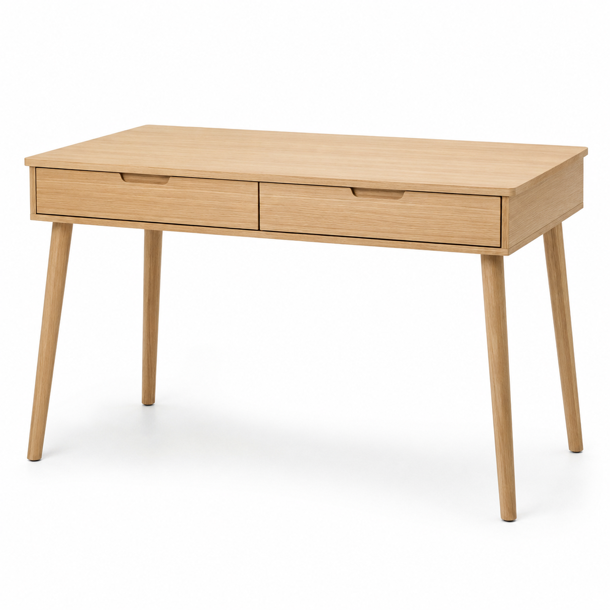 Bureau scandinave chêne clair avec deux tiroirs 120x60x75 cm