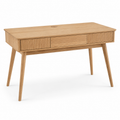 Bureau Japandi chêne naturel avec passe-câbles 130x65x75 cm
