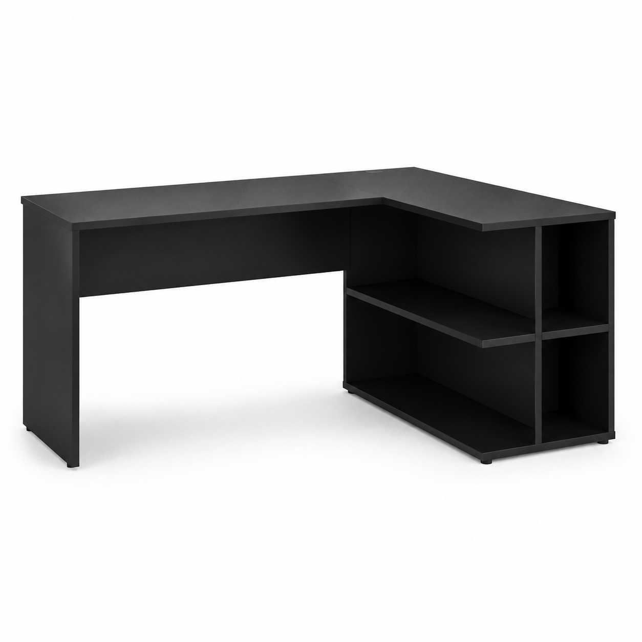 Bureau en angle réversible noir mat avec rangement 150x120x75 cm