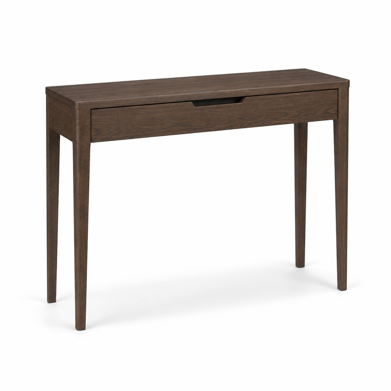 Bureau console étroit chêne fumé avec tiroir 110x40x76 cm