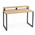 Bureau double plateau chêne clair avec rehausse 140x65x90 cm