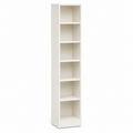 Bibliothèque étroite blanc cassé à six niches 45x30x190 cm