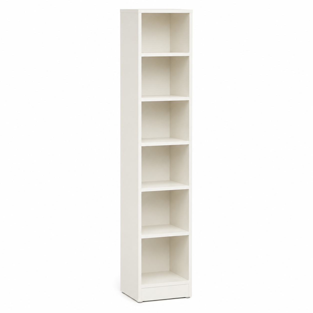 Bibliothèque étroite blanc cassé à six niches 45x30x190 cm