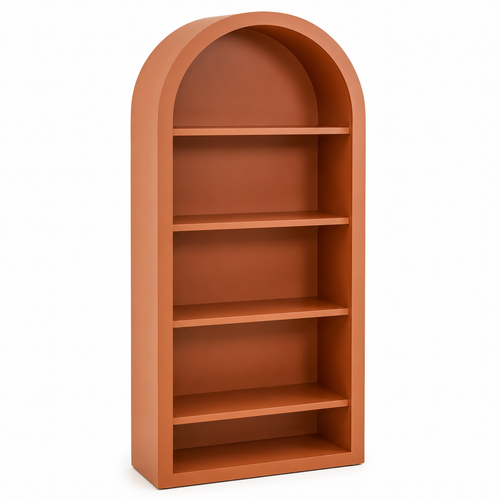 Bibliothèque arche terracotta à quatre étagères 75x32x170 cm