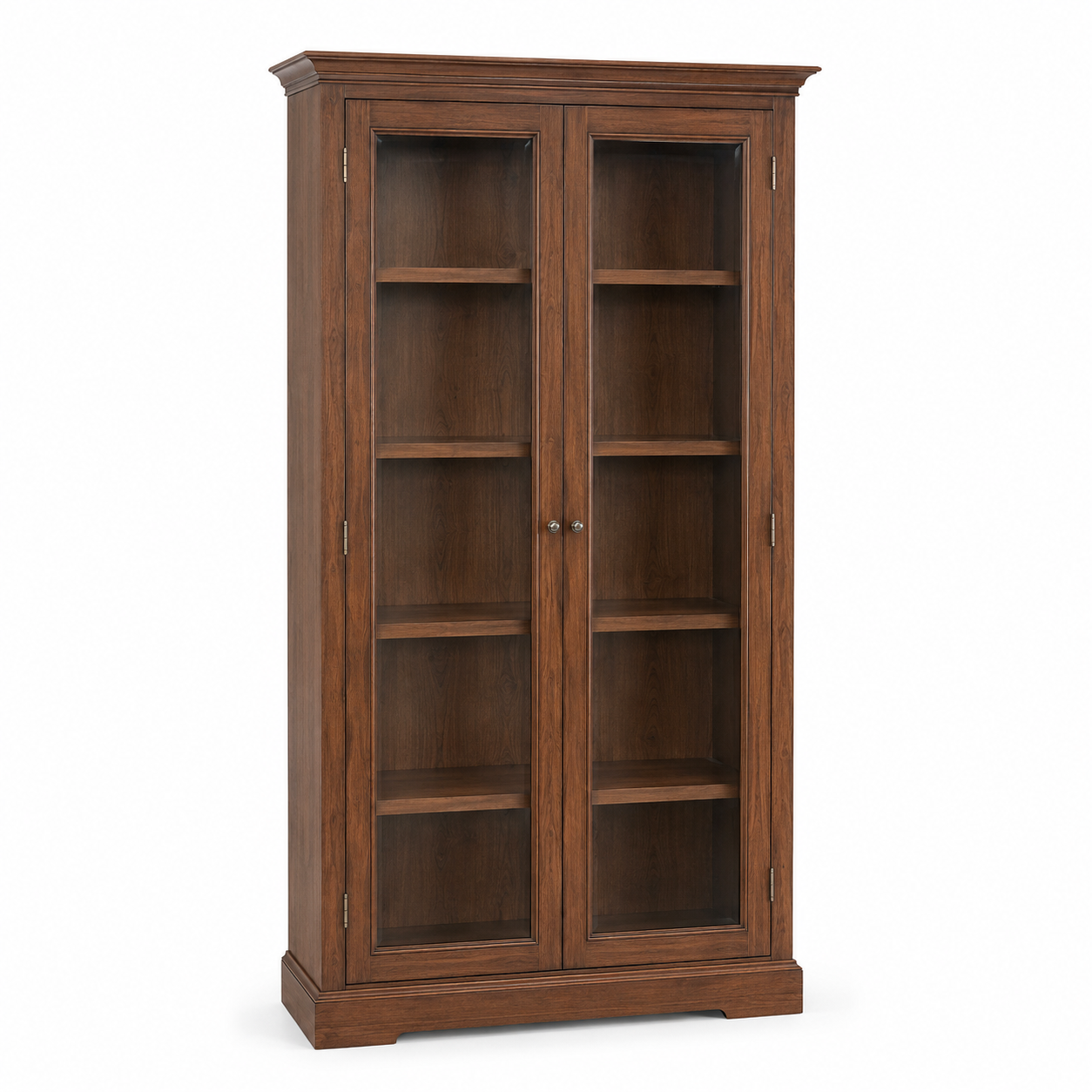 Bibliothèque vitrée noyer avec deux portes 90x38x190 cm
