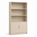 Bibliothèque Japandi beige sable avec niches fermées 100x35x175 cm