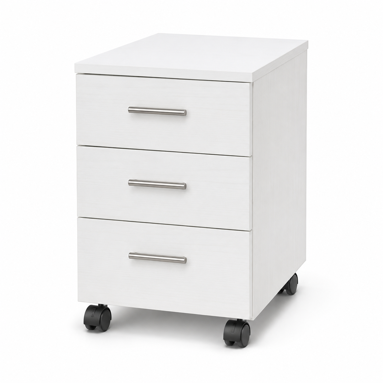 Caisson de bureau blanc à trois tiroirs sur roulettes 40x50x60 cm