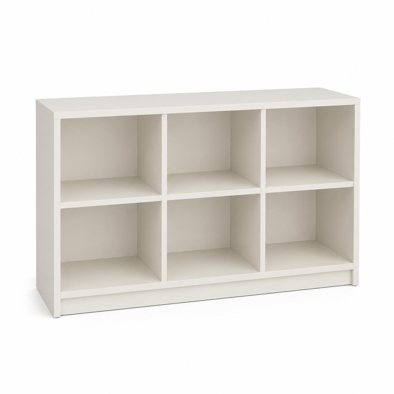 Meuble bas de rangement blanc cassé à six cases 120x35x75 cm