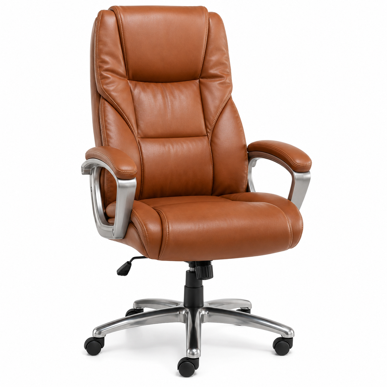 Fauteuil de direction cognac en similicuir 68x72x112-122 cm