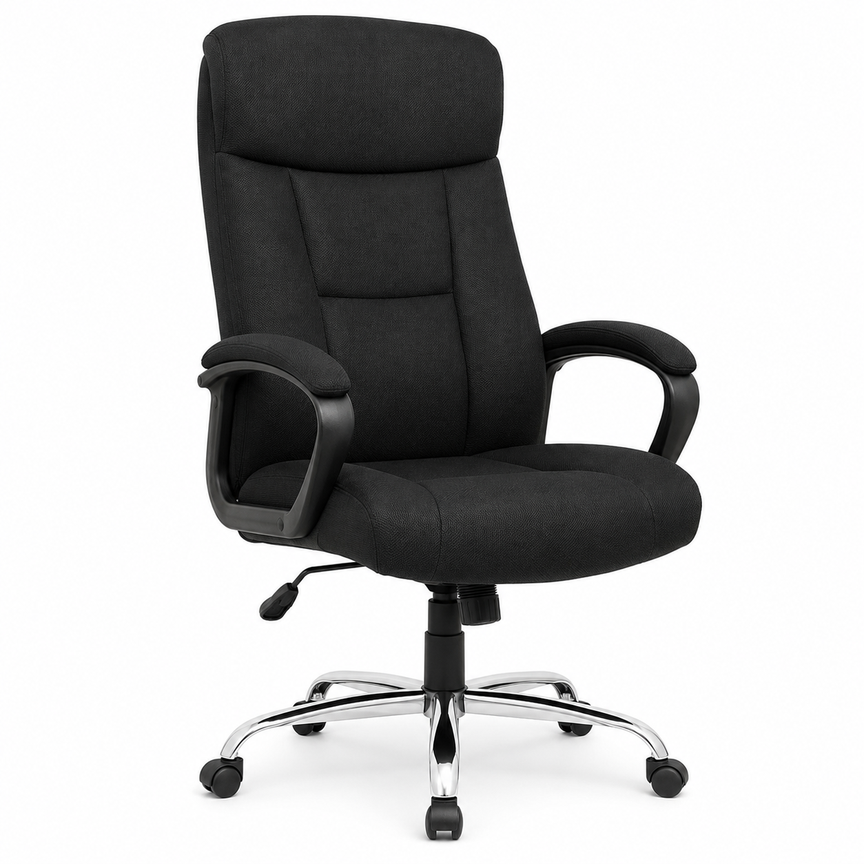 Fauteuil de bureau noir en tissu à dossier haut 67x70x108-118 cm